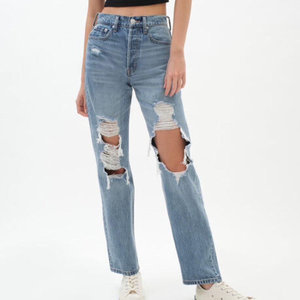 Aeropostale '90s Super High-Waisted Baggy Jeans Medium Wash Size 14 TikTok Viral